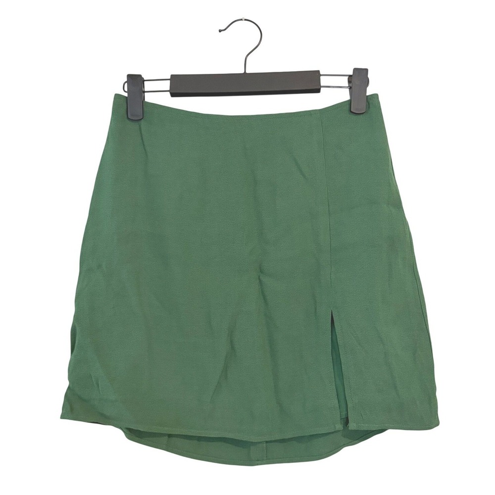 Sunday Best Aritzia Green Mini Skirt Front Slit High Waisted SIZE 2